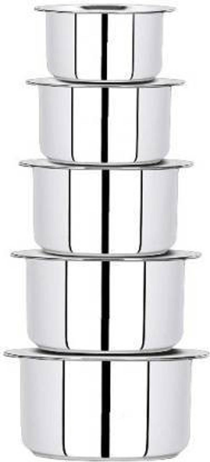 LIMETRO STEEL High Quality Stainless Steel with lid (5Piece 1 Ltr,1.5 Ltr,2 Ltr,2.5 Ltr,3 Ltr) Cookware Set
