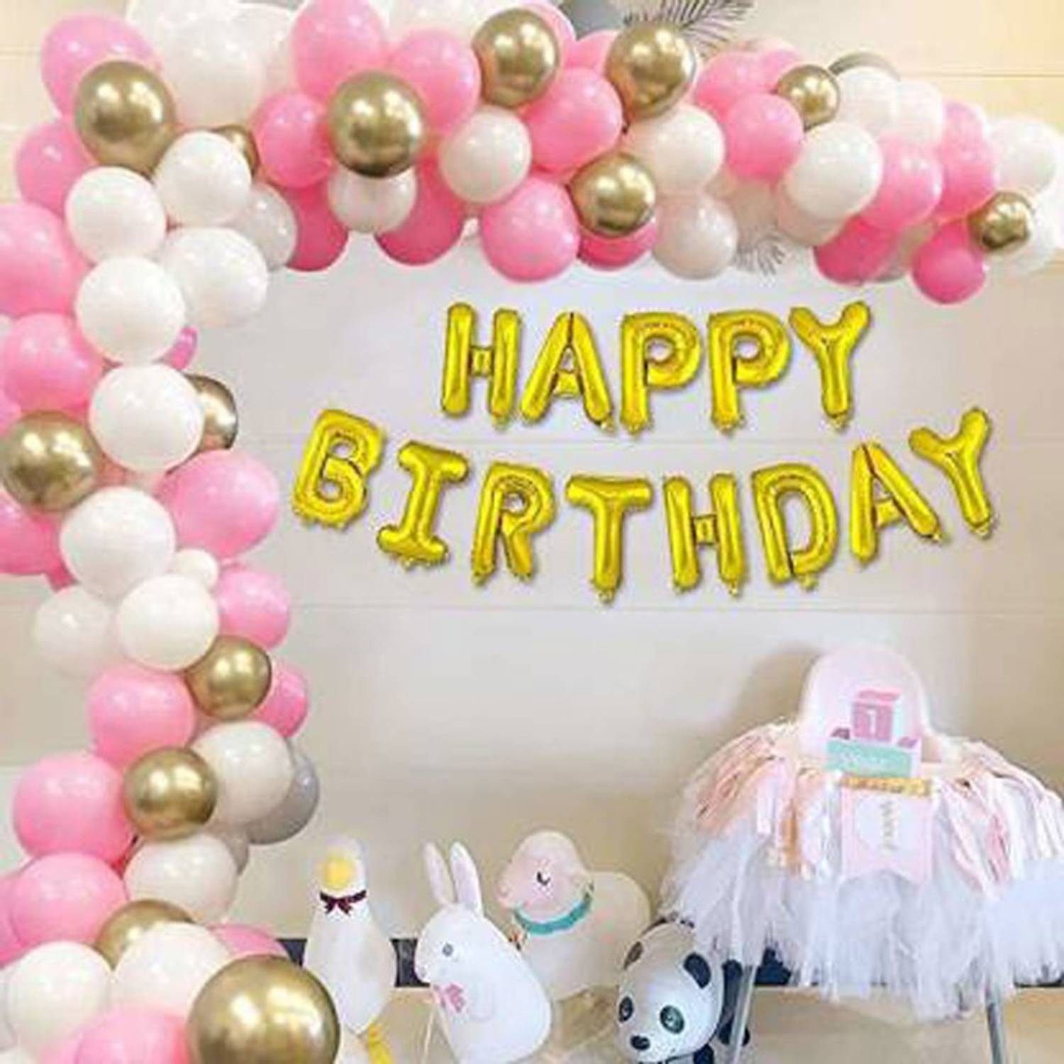 New Creativeness Solid 1 packet of gold HBD banner(13 letter) Balloon
