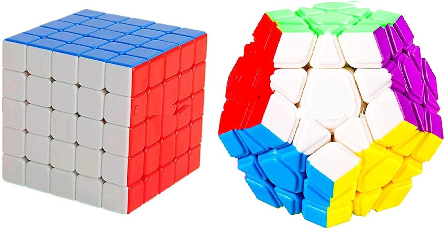 Image of Authfort Speed Cube Combo Set of 5x5 Cube and 3 Layer Megaminx High Seed Stickerless Speed Cube Puzzle Set Toy (Combo(5x5Cube+Megaminx Cube))