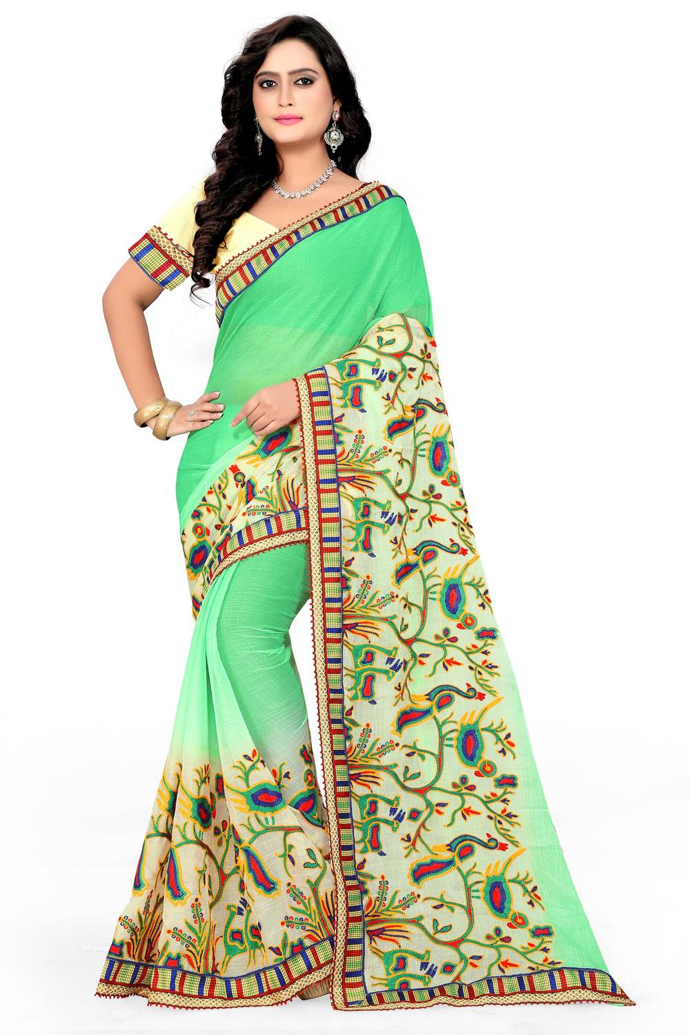 Arriva Fab Embroidered Bollywood Chiffon Saree