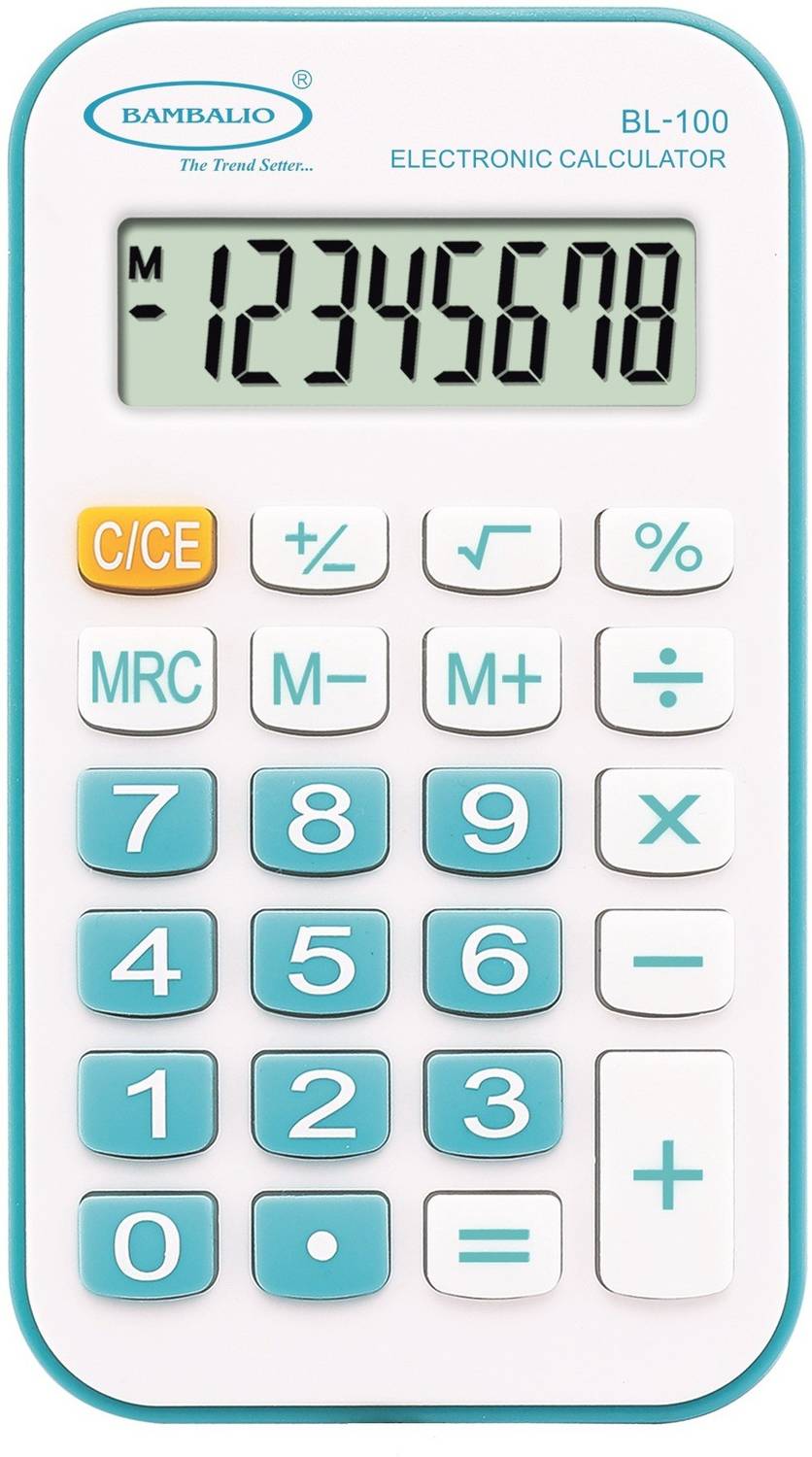 BAMBALIO 8 Digits BL-100 Blue Portable pocket calculator 3 years warranty Basic Calculator