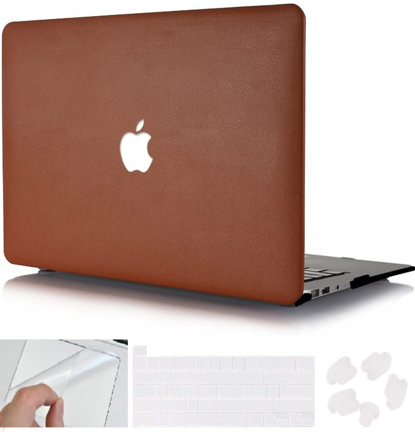 Image of MOCA Front & Back Case for OLD MacBook Air 13 13.3 inch A1466 A1369 2010-2017 Lunched (PU Leather Surface) Shell cover case