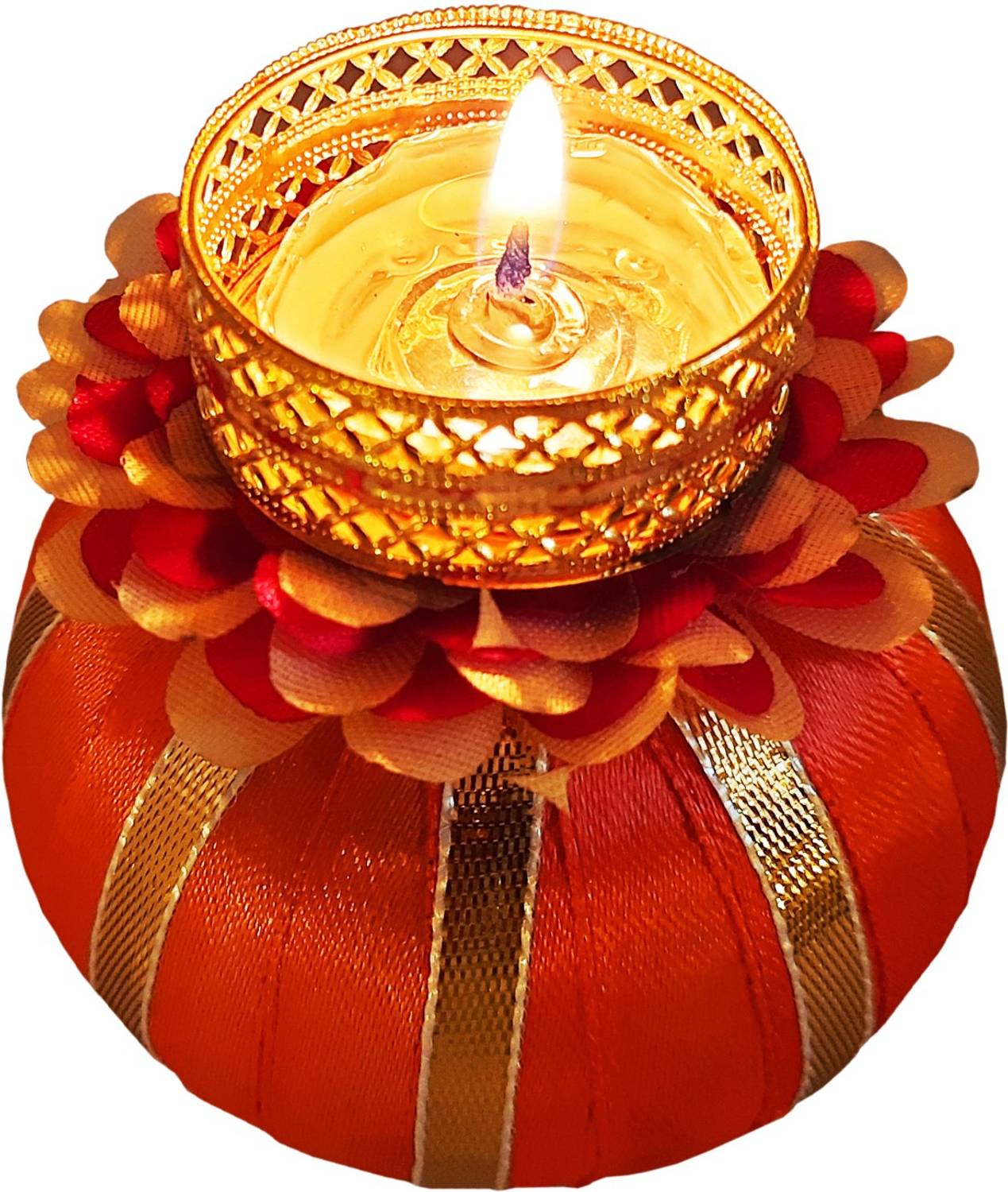 Ascension Matka Kalash Tealight Candle Holders for Center Table Dining Room Christmas Lighting Home Decoration Diwali Gifts Navratri Dussehra Plastic 1 - Cup Tealight Holder