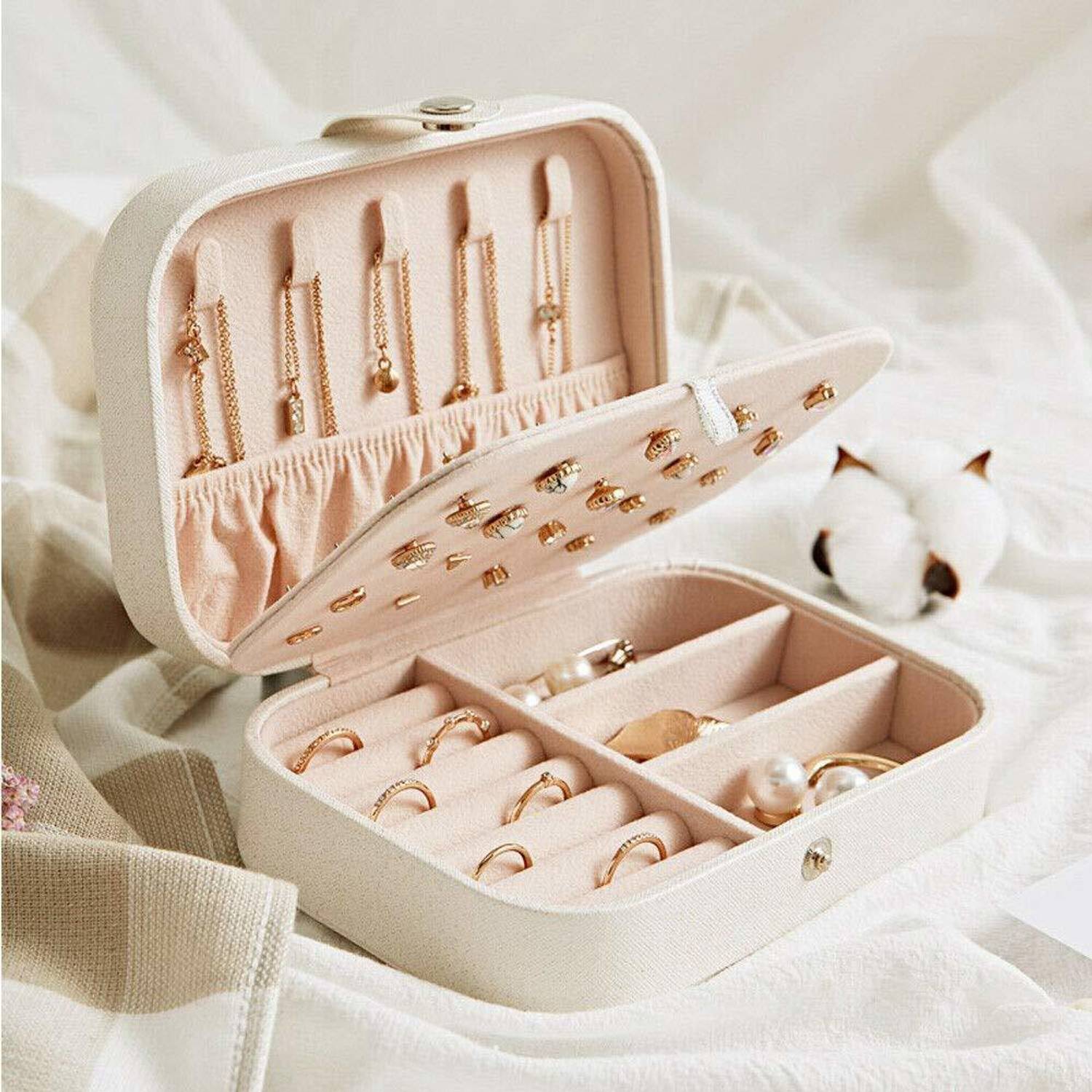 Boriva Portable Faux Leather Jewelry Organizer Mini Travel Jewelry Box Multicolour -1 pcs jewellery Vanity Box