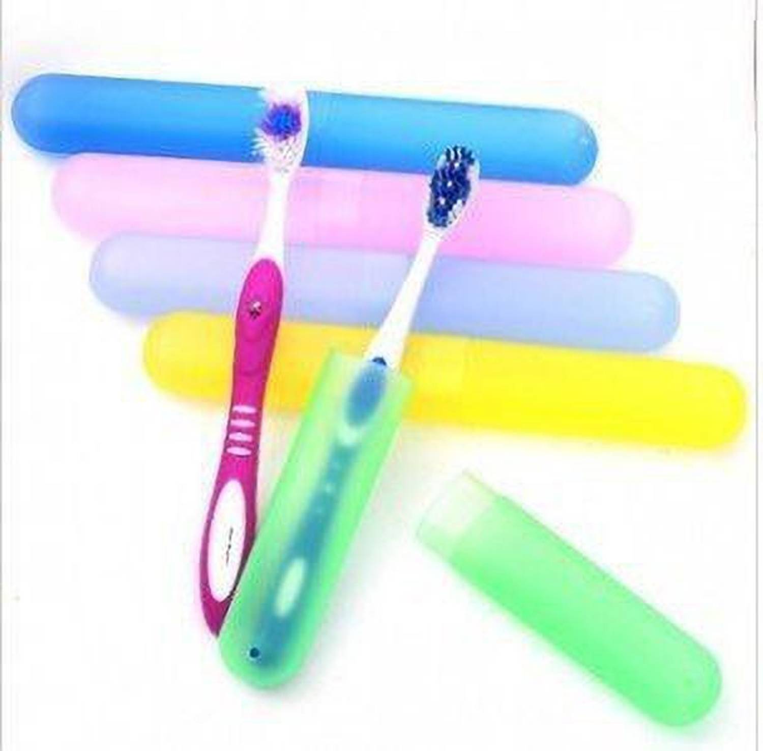 AMAZEE Anti Bacterial Toothbrush Container (Pack of 5)- Tooth Brush Cap, Caps, Cover, Covers, Case, Holder, Cases, Travel, Home us ( Multicolor ) Toothbrush Case