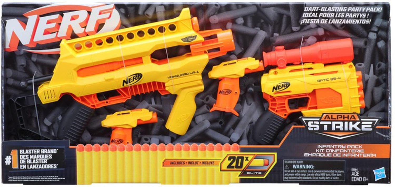 Image of Nerf Alpha Strike Infantry Pack, Multi-Pack, best gift, Incl. 4 Blasters and 20 Darts Guns & Darts (Multicolor)