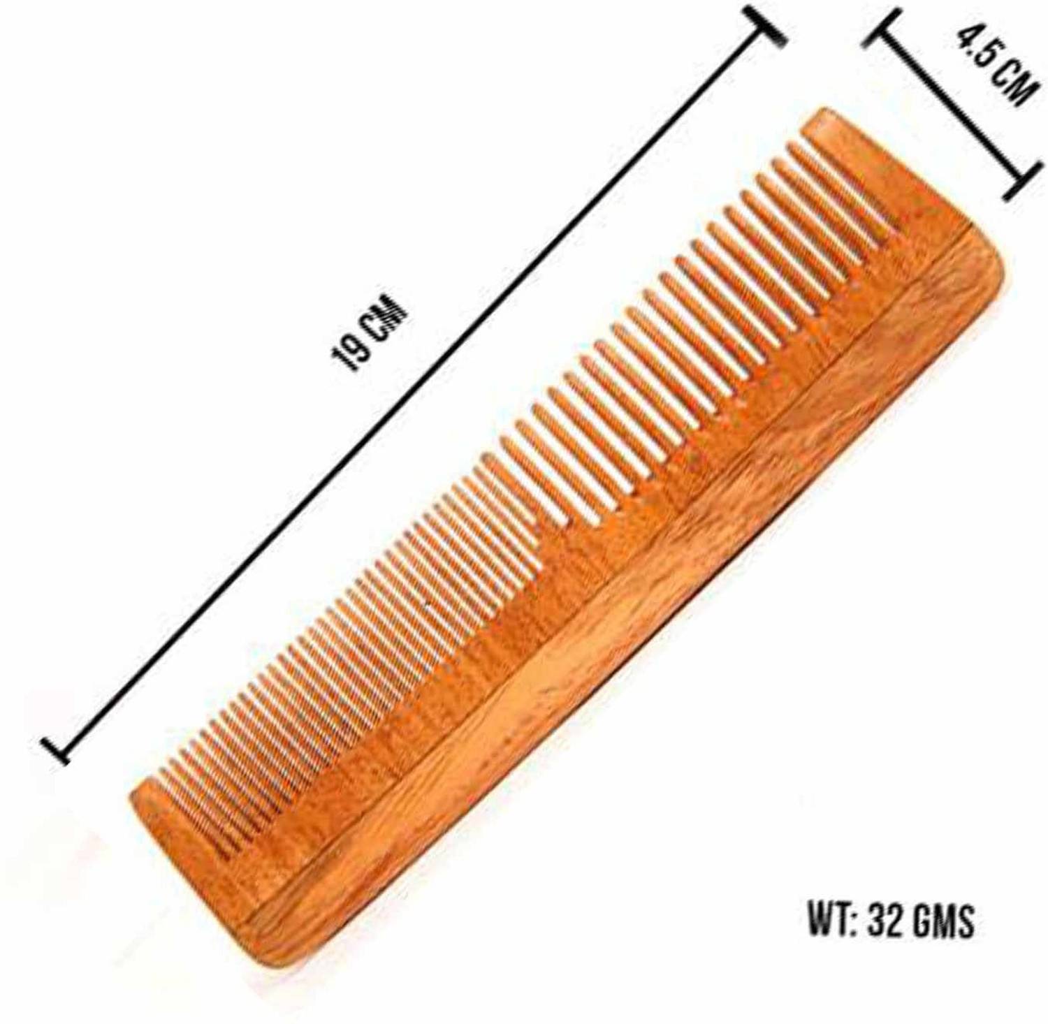 candid artwork neem wooden comb two in one size