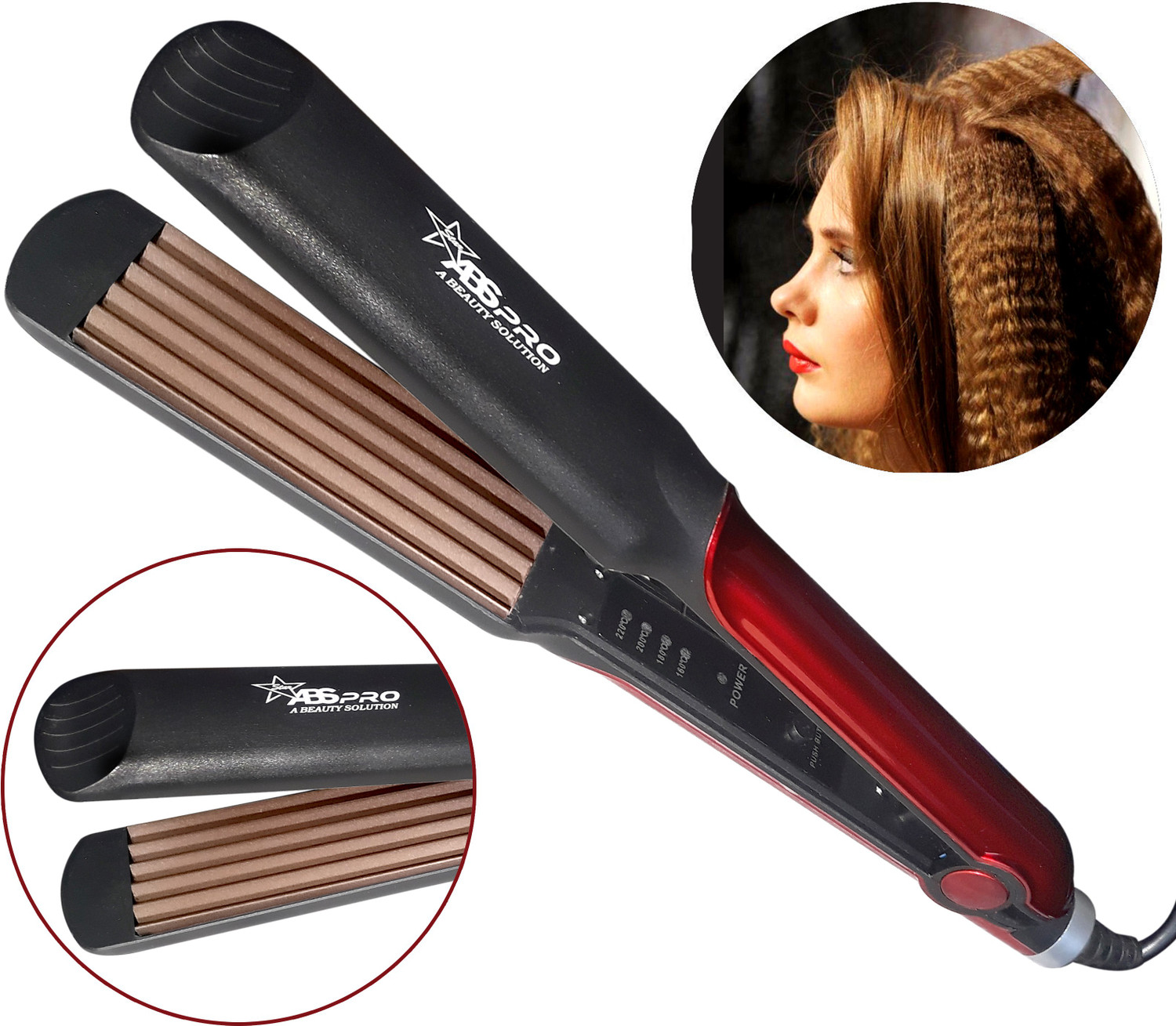 Image of Abs Pro Professional Feel Hair Crimper With 4 X Protection Coating Electric Hair Styler Hair Styler