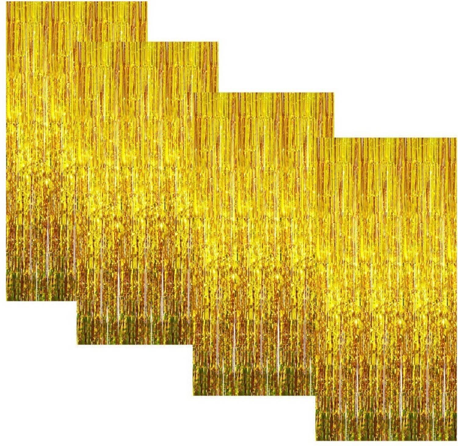 Balloons 3 ft x 6 ft Metallic Tinsel Foil Fringe Curtains for Party Photo Backdrop Birthday Party Wedding Aniversary Graduation retirement Decor Pack of 4