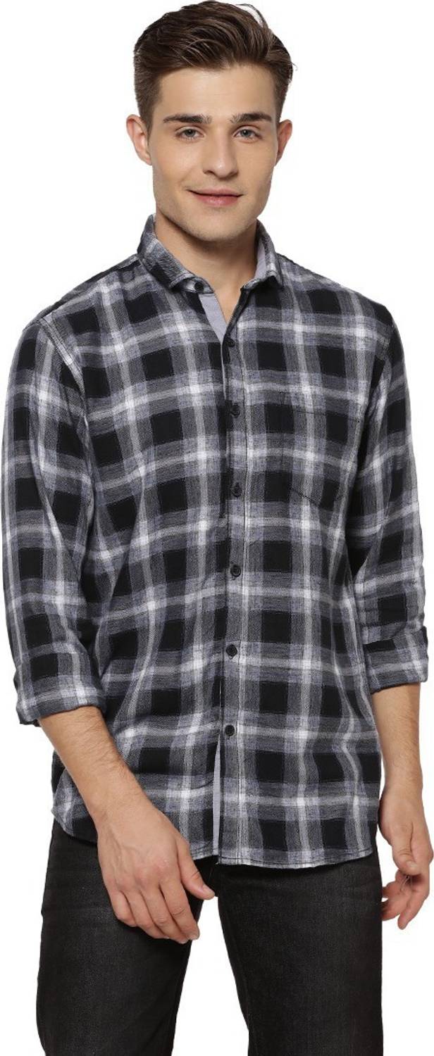 CAHOOT Men Checkered Casual Black Shirt