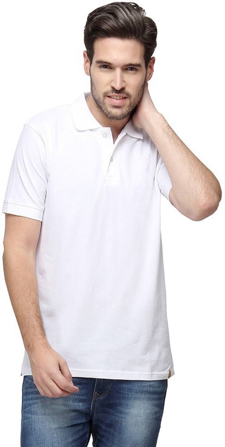 CAHOOT Solid Men Polo Neck White T-Shirt
