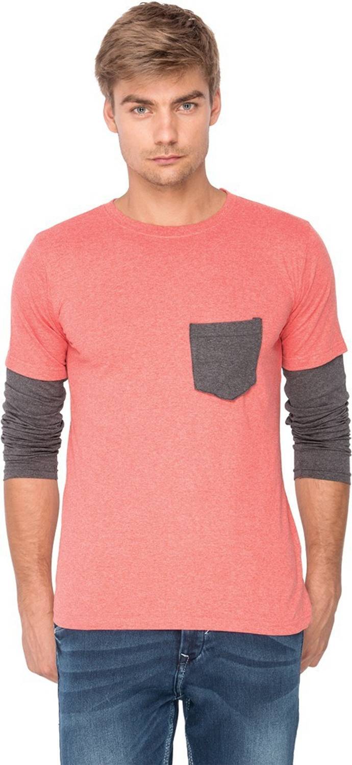 CAHOOT Solid Men Round Neck Orange T-Shirt