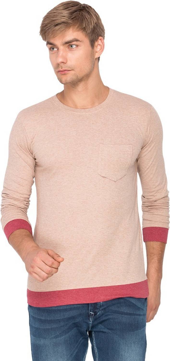 CAHOOT Solid Men Round Neck Brown T-Shirt