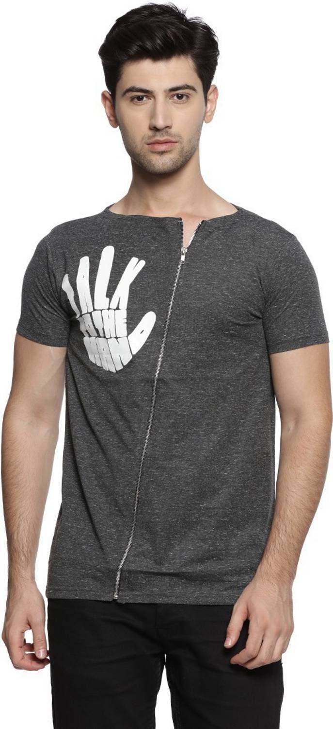 CAHOOT Graphic Print Men Round Neck Grey T-Shirt