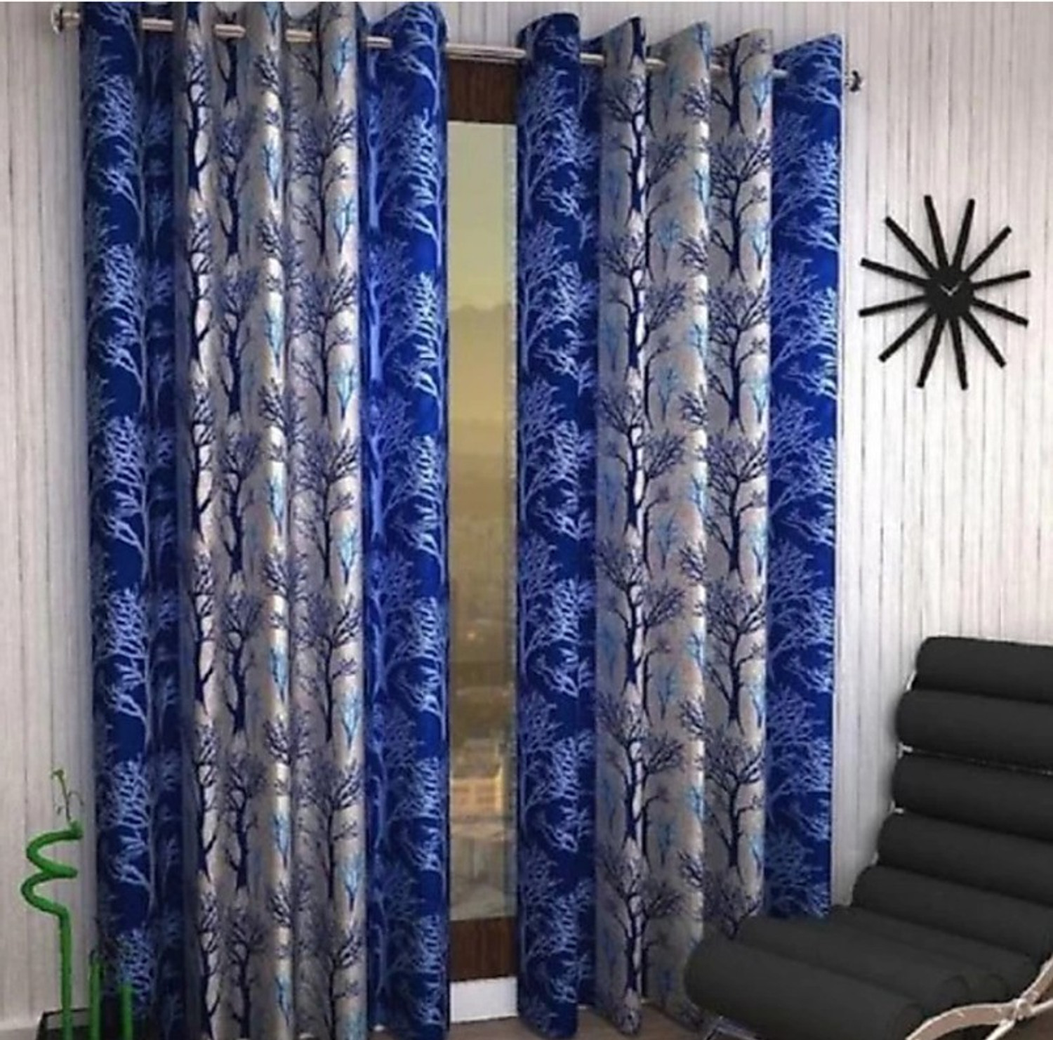 Image of Gantavya 250 cm (8 ft) Long Door Polyester Semi Transparent Curtain (Pack Of 2)