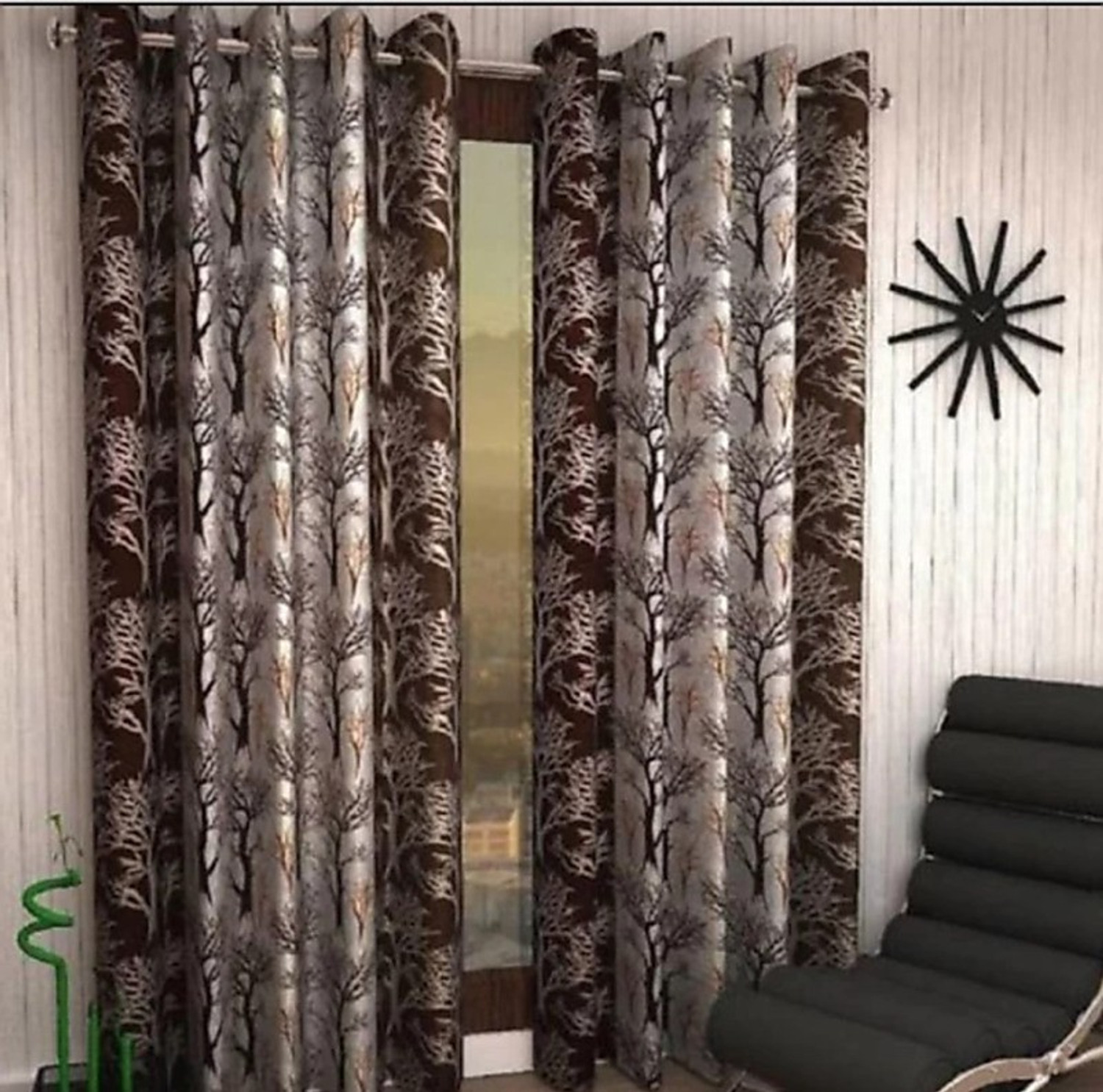 Image of Gantavya 153 cm (5 ft) Window Polyester Semi Transparent Curtain (Pack Of 2)
