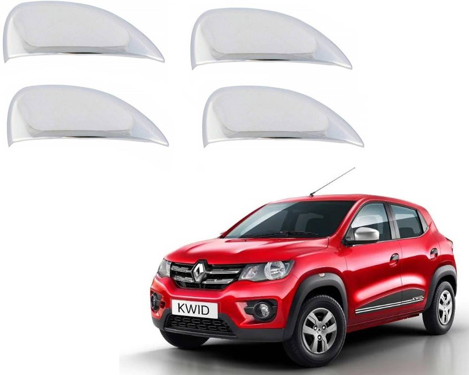 Adhvik (Set Of 4 Pcs) Stylish Car Door Catch Handle Cover Chrome Finishing Suitable For Renault Kwid Cars Car Grab Handle Cover