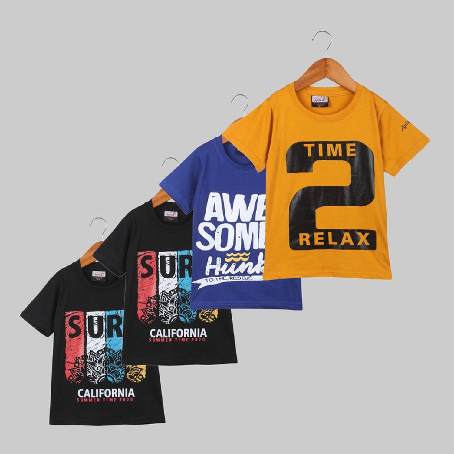 ANIXA Boys Printed Cotton Blend Regular T Shirt
