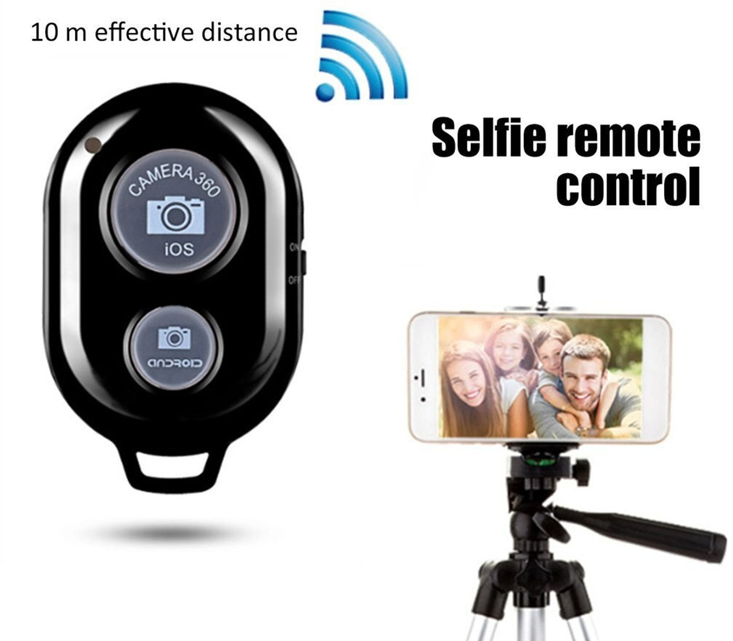 Image of Allmusic Wireless Bluetooth Shutter Remote Compatible Selfie Stick & Tripod All Mobile Camera Remote Control