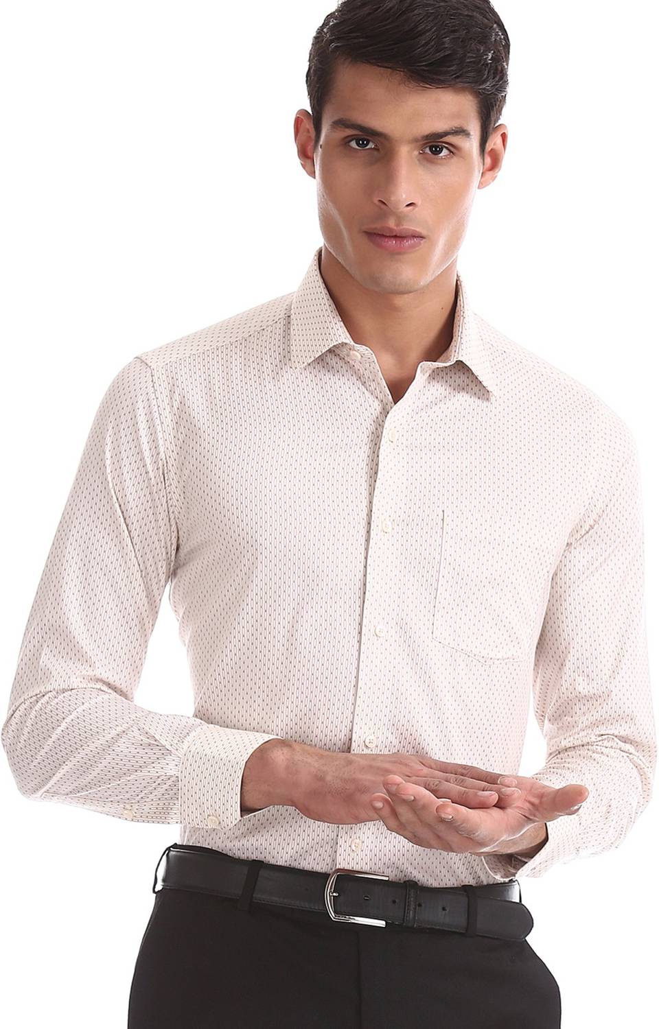 ARROW Men Printed Formal Pink Shirt