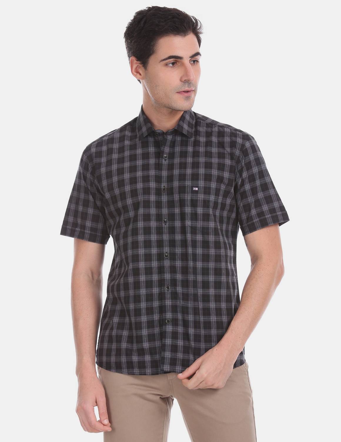 Arrow Sport Men Checkered Casual Black Shirt