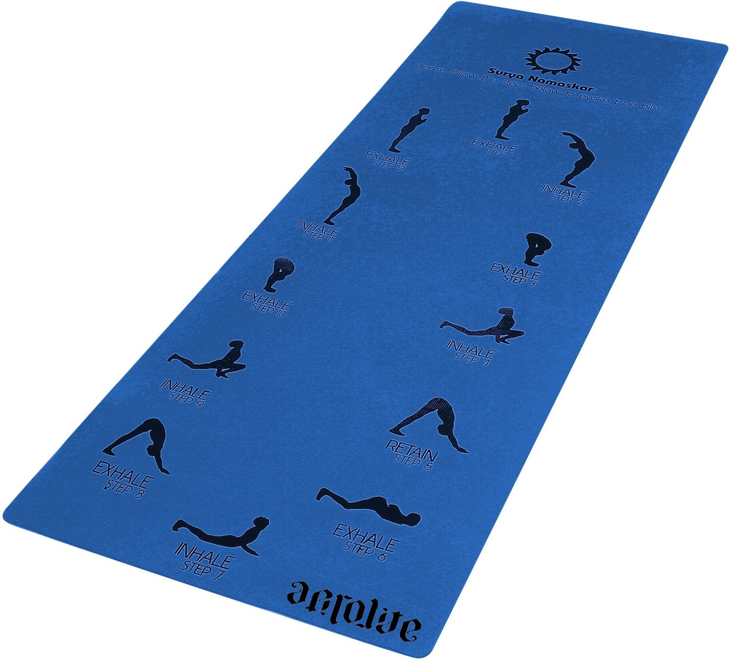 Image of Aerolite Sun Salutation 24 X 72 Blue 6.5 mm Yoga Mat