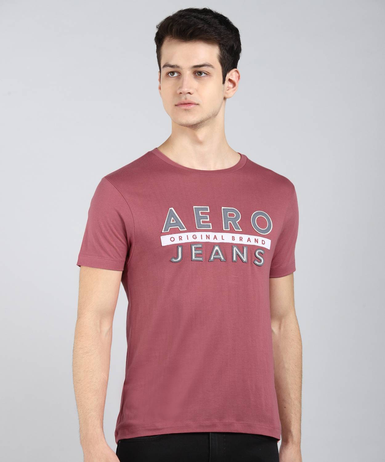 Aerojeans - Aerojeans by Aeropostale Embroidered Men Round Neck Pink T-Shirt