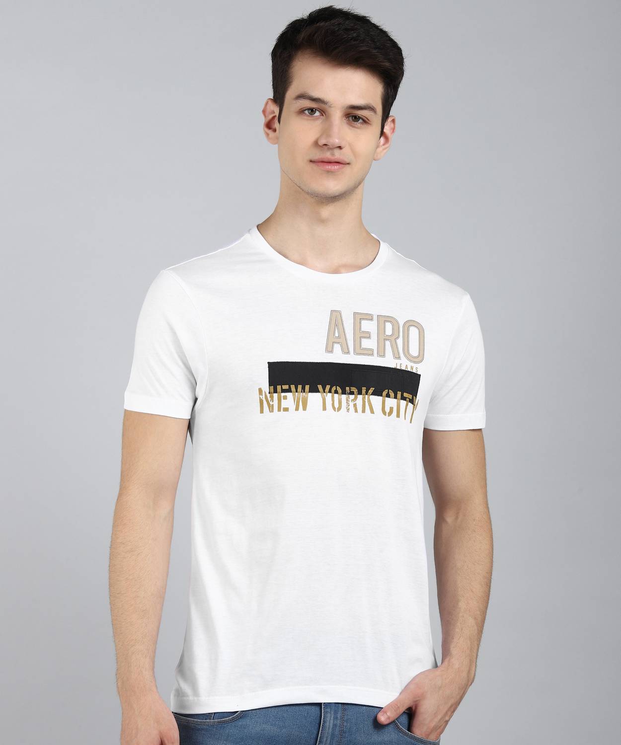 Aerojeans - Aerojeans by Aeropostale Embroidered Men Round Neck White T-Shirt