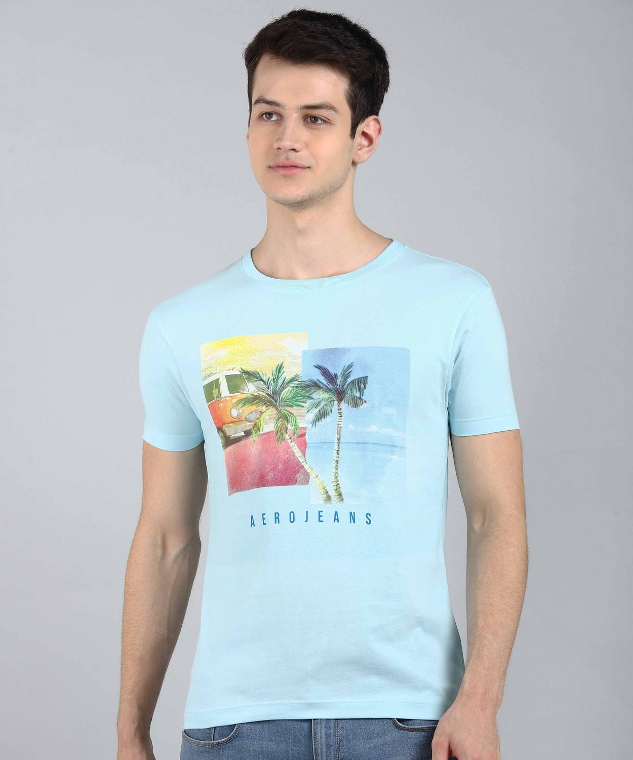 Aerojeans - Aerojeans by Aeropostale Graphic Print Men Round Neck Blue T-Shirt