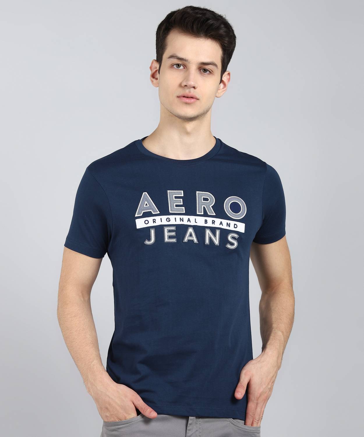 Aerojeans - Aerojeans by Aeropostale Embroidered Men Round Neck Blue T-Shirt