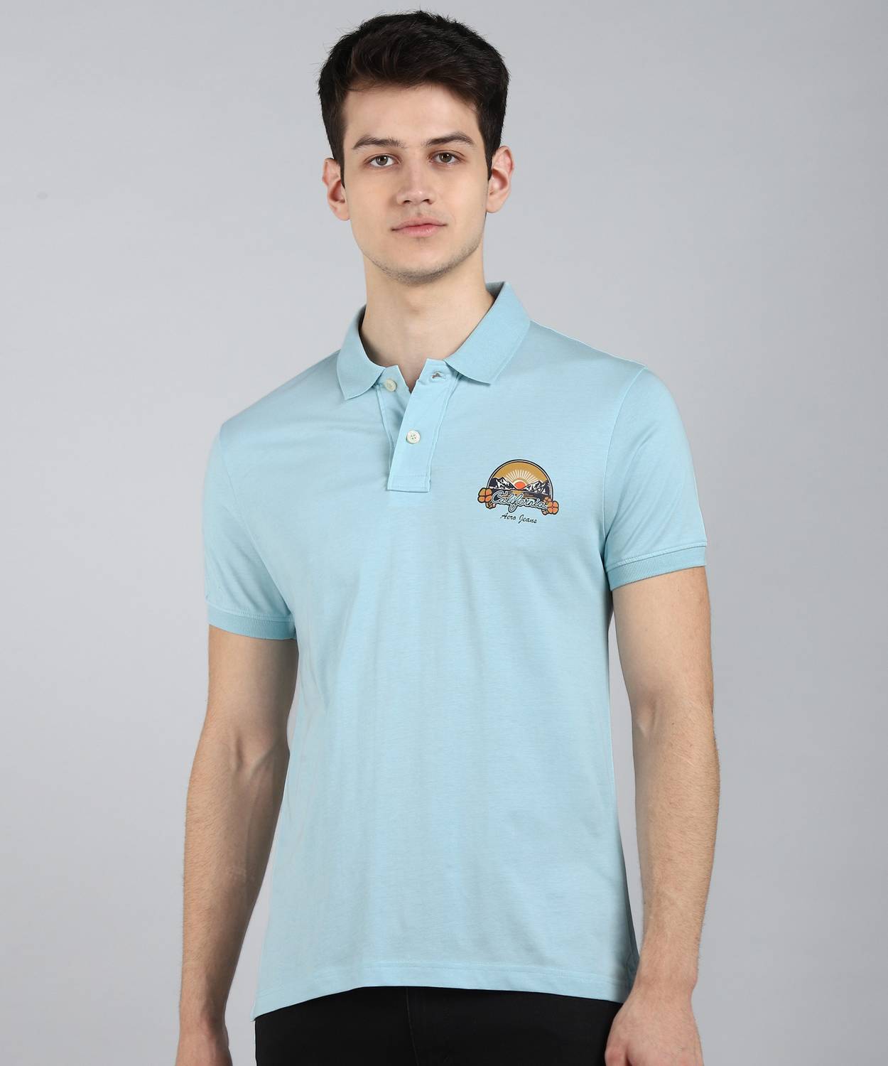 Aerojeans - Aerojeans by Aeropostale Solid Men Polo Neck Blue T-Shirt