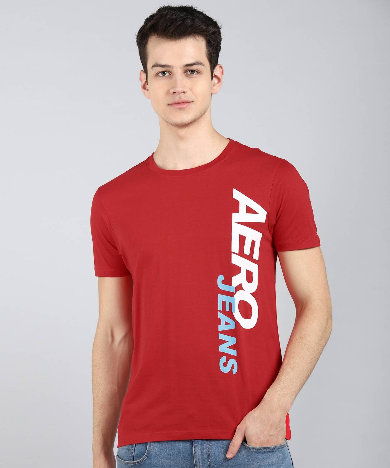 Aerojeans - Aerojeans by Aeropostale Printed Men Round Neck Red T-Shirt