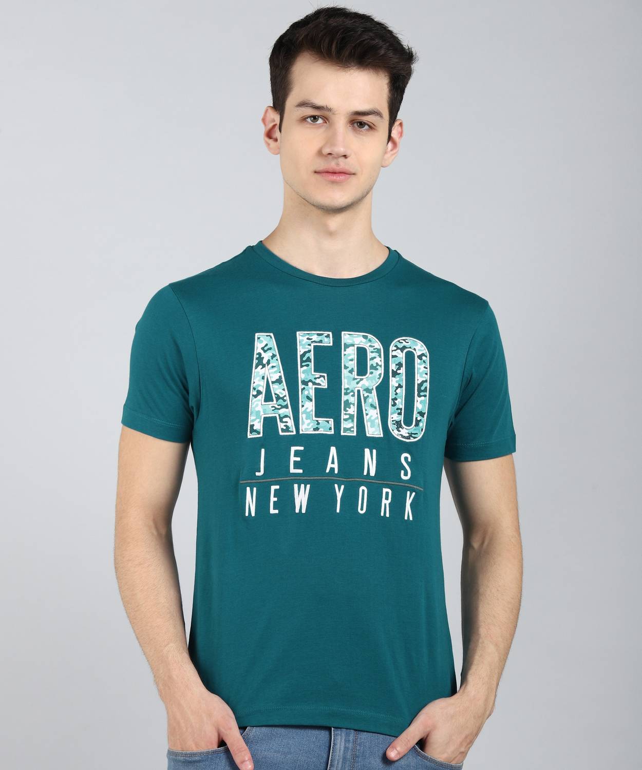 Aerojeans - Aerojeans by Aeropostale Embroidered Men Round Neck Blue T-Shirt