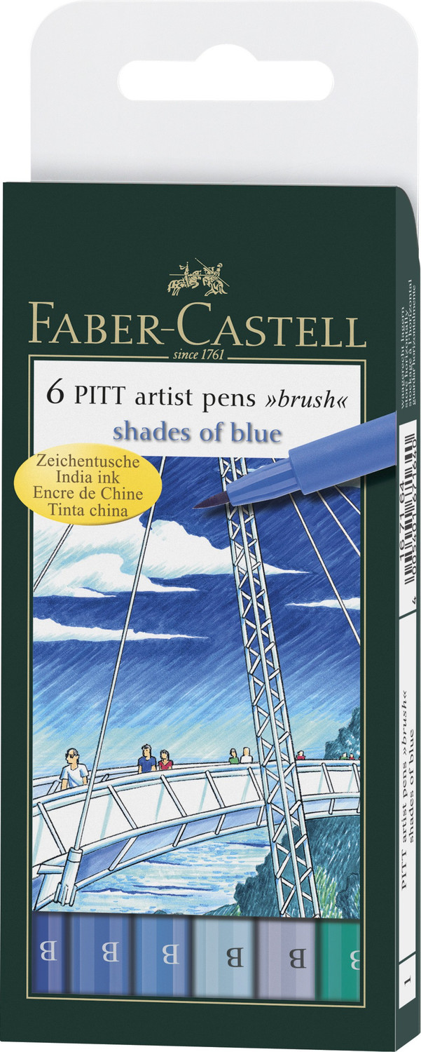 Image of FABER-CASTELL India Ink Pitt Artist inchB inch Blue Brush Pens
