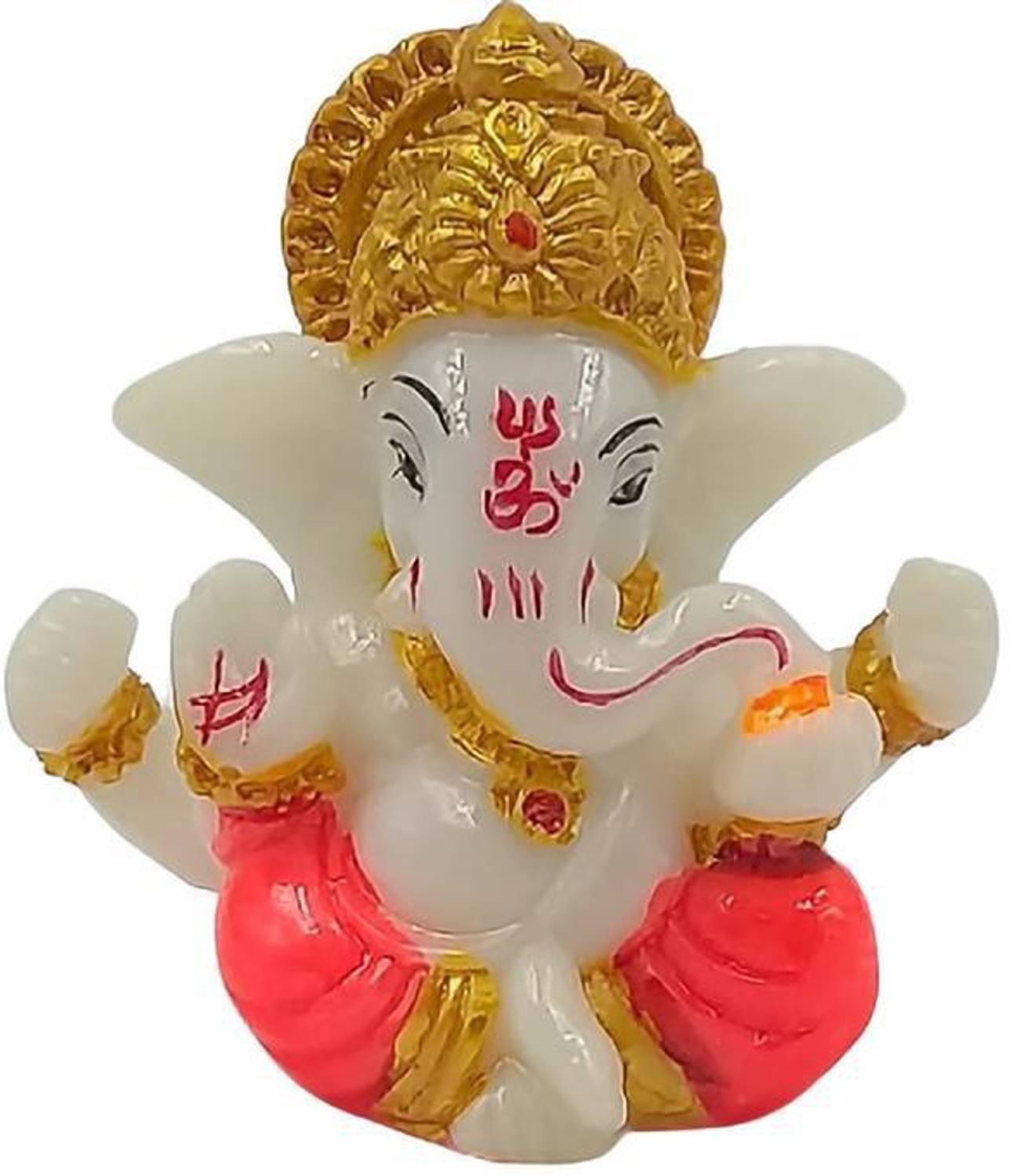 Kkuber Ganpati Elephant Hindu God Made from Marble Powder Lord Ganesh Statue Ganesha Statue in Multicolor Antique Finish Lord Ganesh in India Home Decor Mandir Gift Hindu God Idol Decorative Showpiece - 6 cm