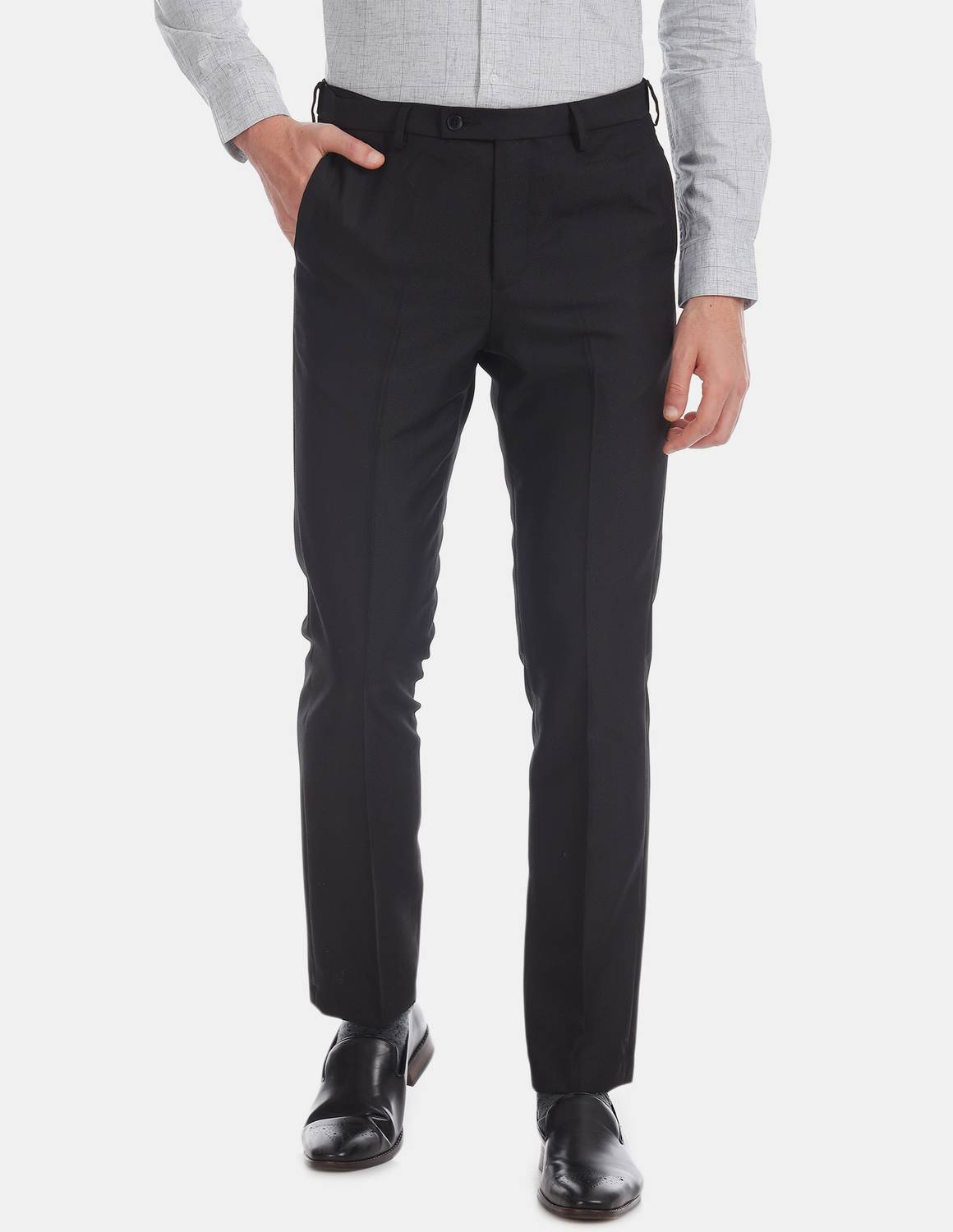 ARROW Regular Fit Men Black Trousers