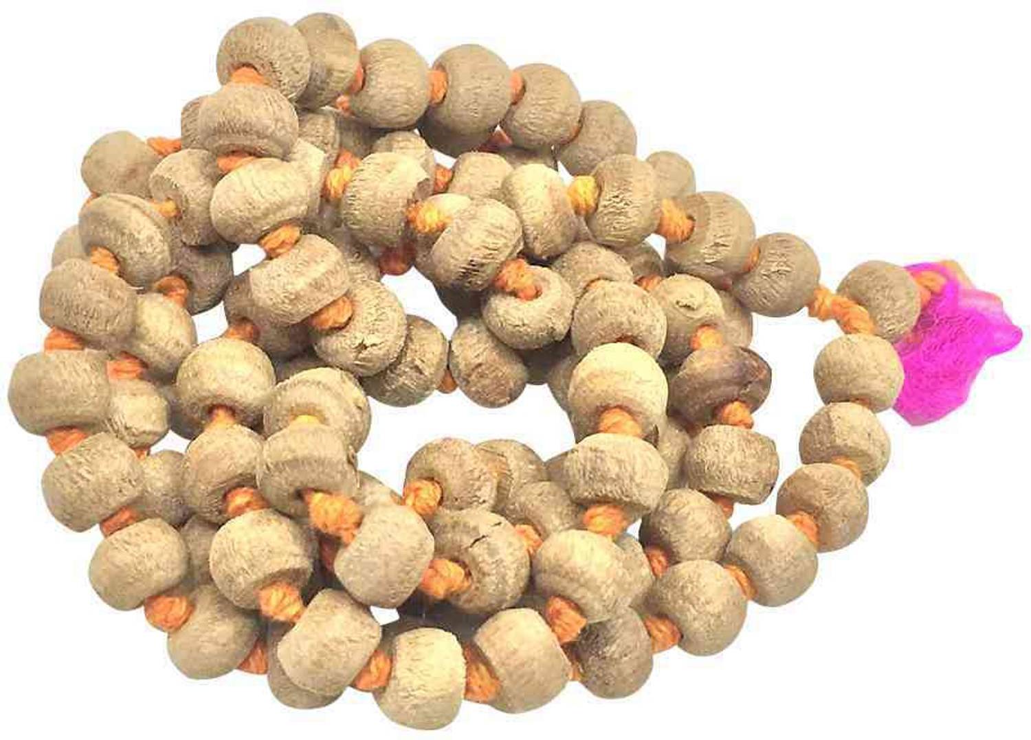 Akshayshree Sales TULSI TULASI MALA Rosary 108 JAPA Bead Prayer Yoga Hindu Meditation MALA JAPA Orange Tassel (1) Dori Chain Set