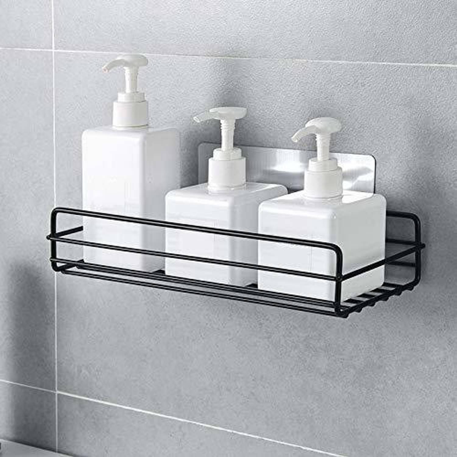 AMMEDARSHAN Punch-Free Multipurpose Kitchen Bathroom Storage Shelf Wall Holder Storage Rack Steel Wall Shelf