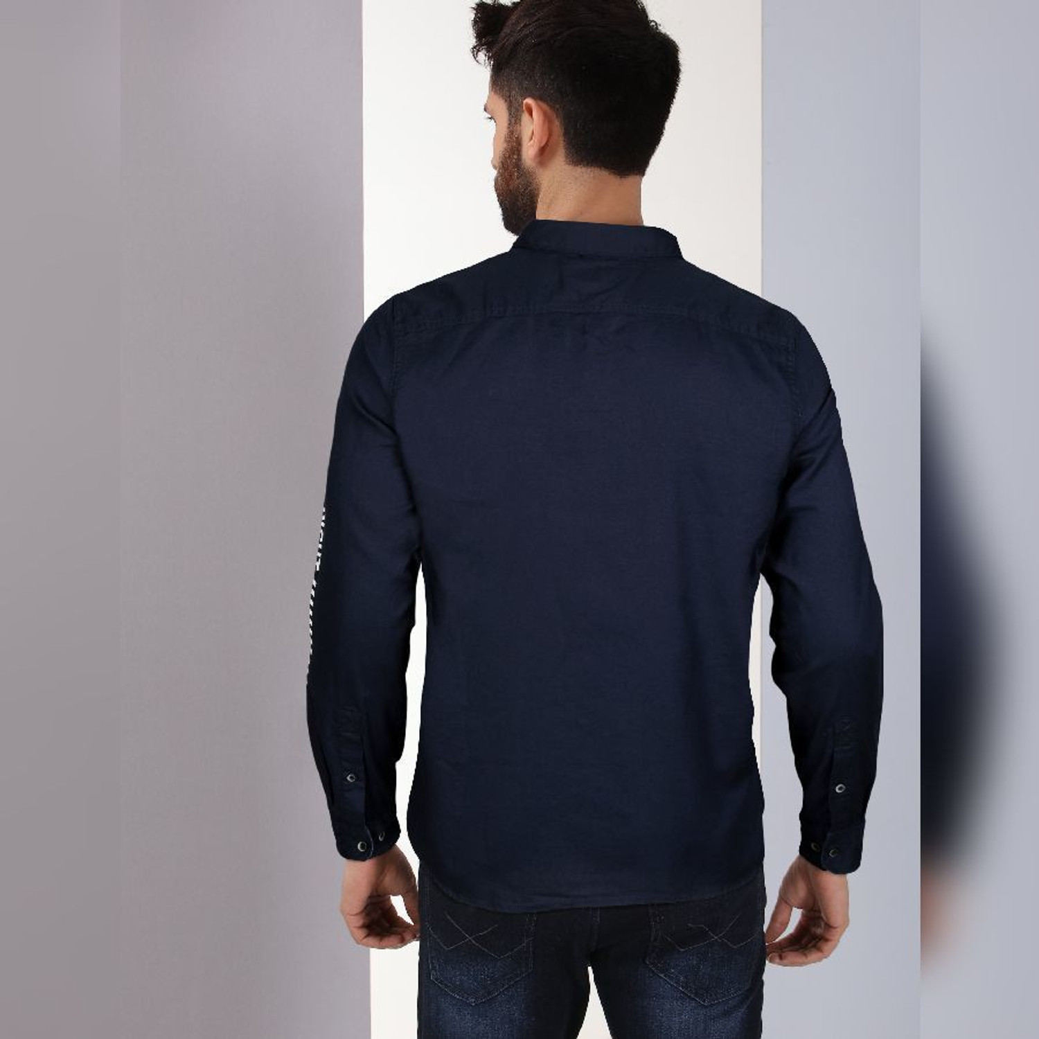 Image of WROGN Men Solid Casual Blue Shirt