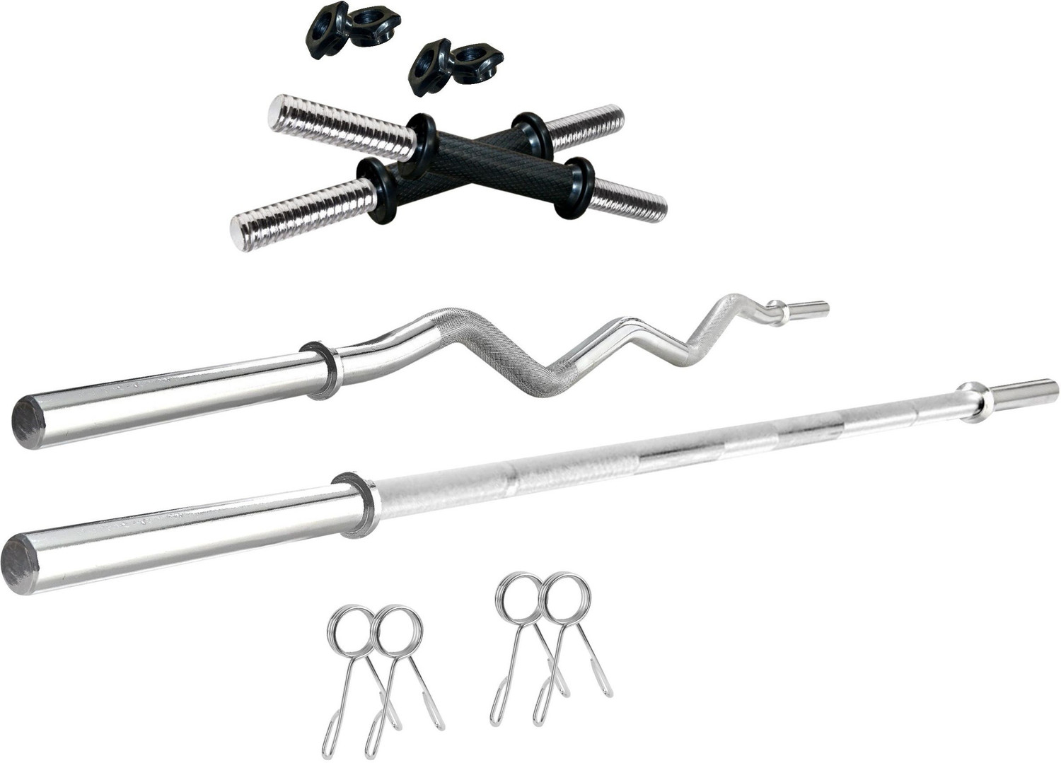 Image of KRX 50 kg PVC 50 Kg with 3 Ft Curl + 5 Ft plain Rod & 1 Pair Dumbbell Rods Home Gym Combo
