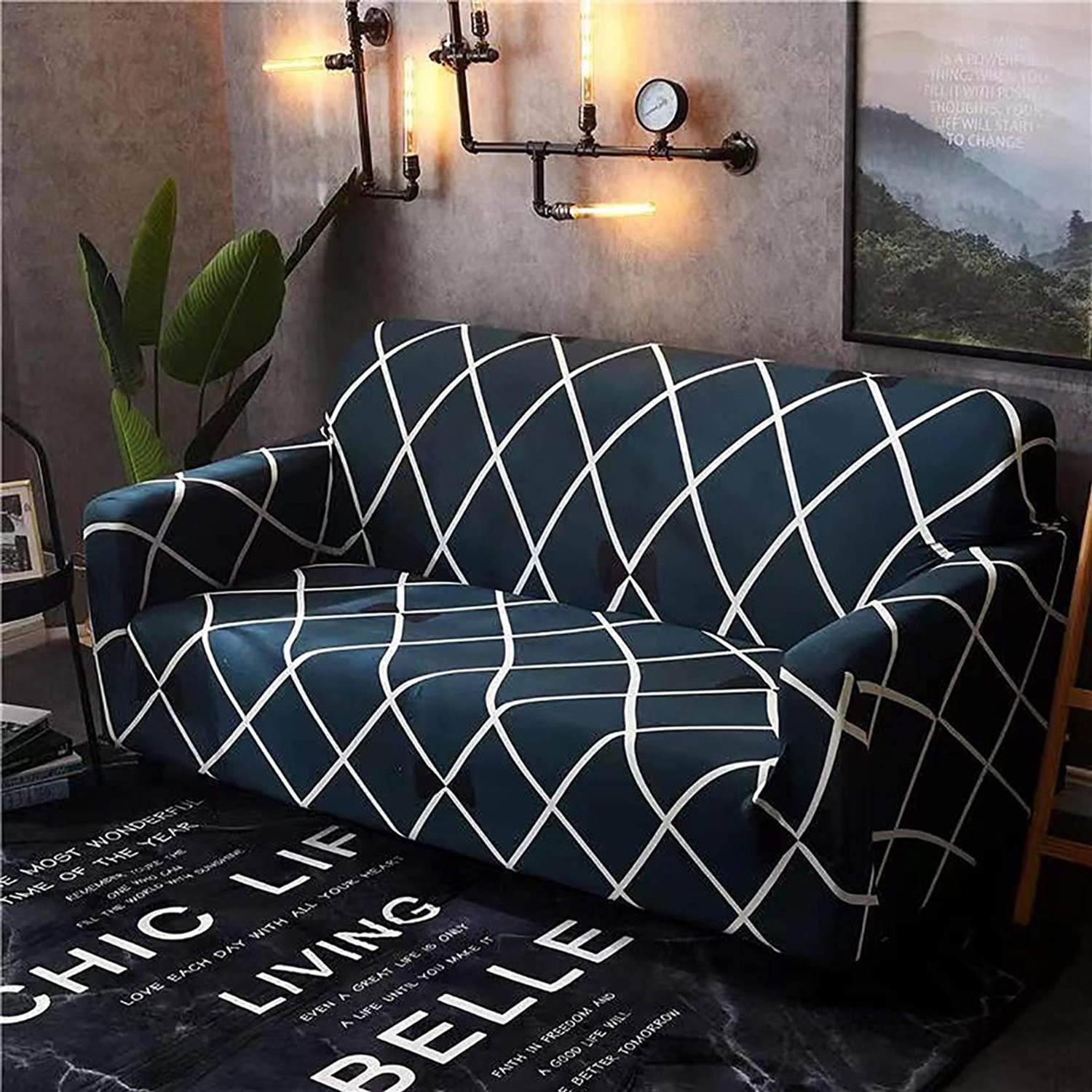 Image of HOUSE OF QUIRK Polyester 4 Seater Sofa Plain Cover