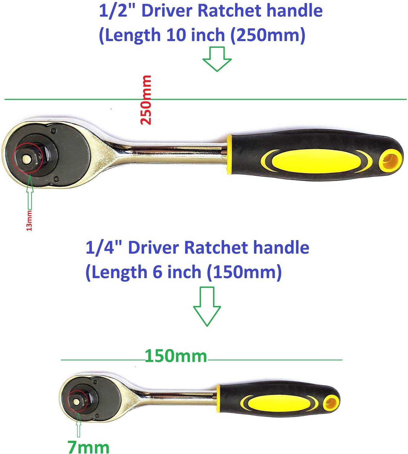 Inditrust 1/2" + 1/4" Drive Shaft Ratchet Wrench - Image 2