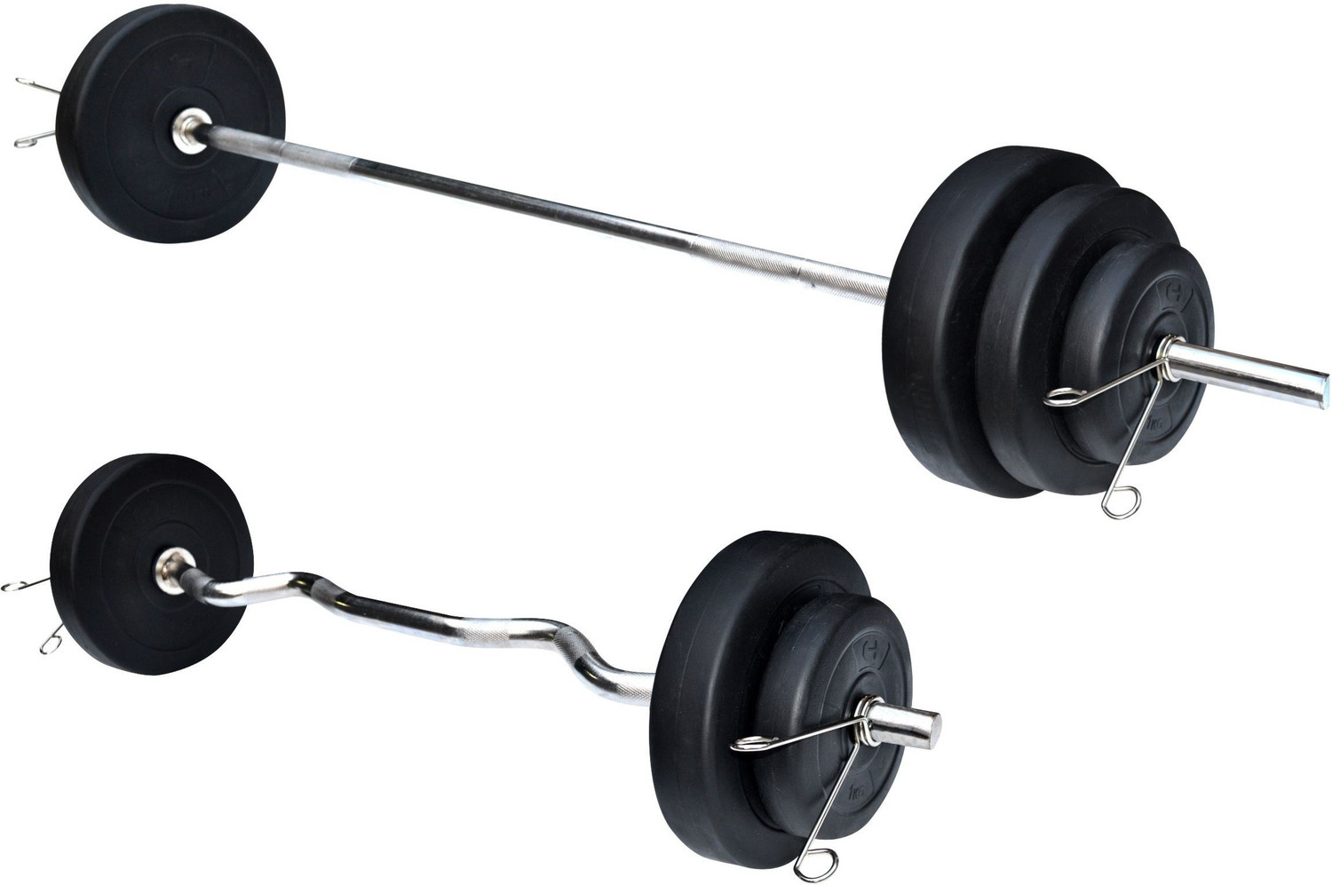 Image of KRX 50 kg PVC 50 Kg with 3 Ft Curl + 5 Ft plain Rod & 1 Pair Dumbbell Rods Home Gym Combo