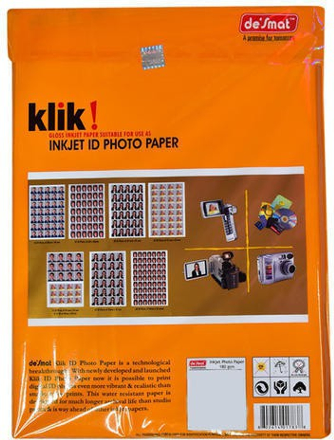 Image of DESMAT Inkjet Unruled A4 180 gsm Photo Paper