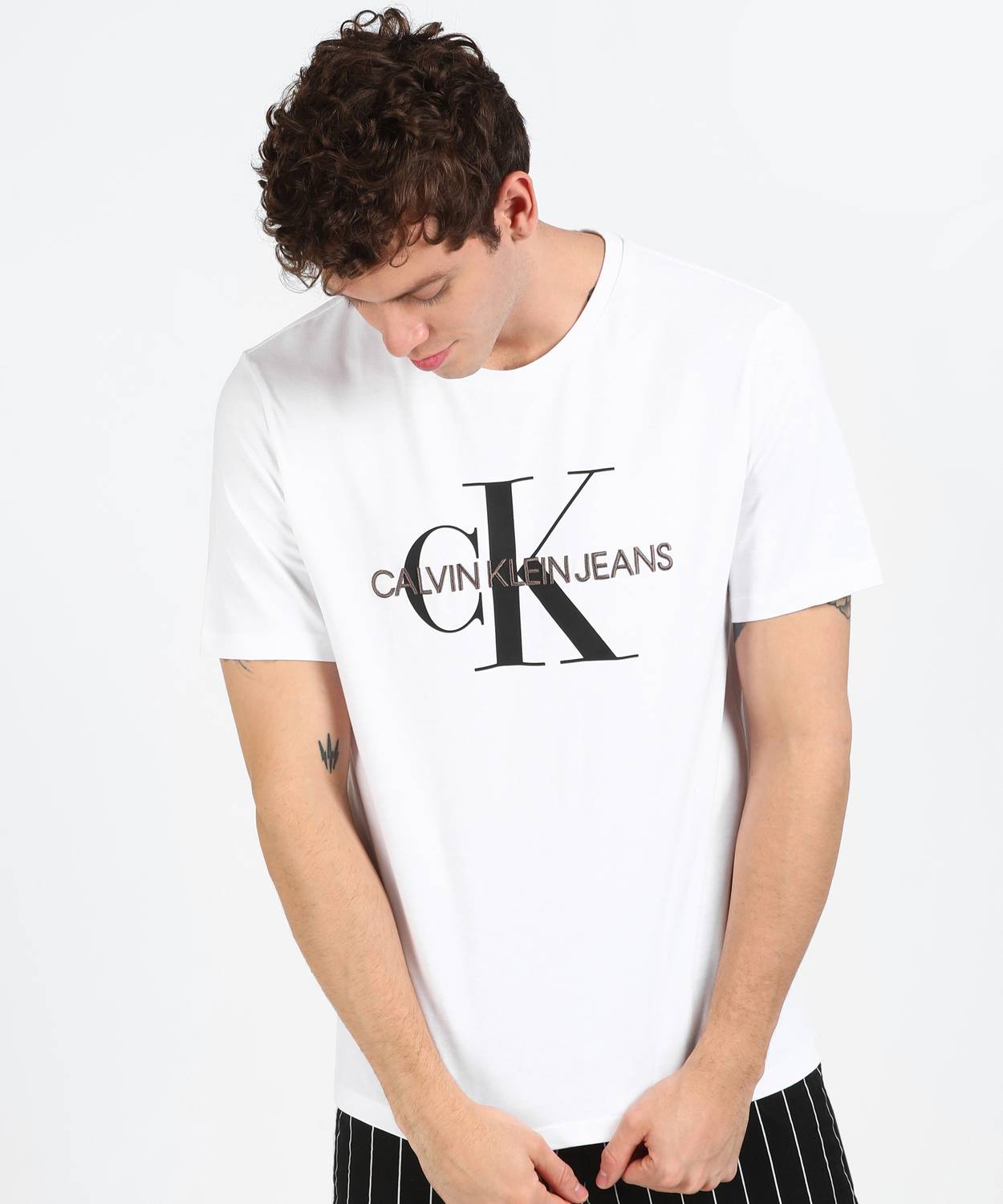 Calvin Klein Jeans Printed Men Round Neck White T-Shirt