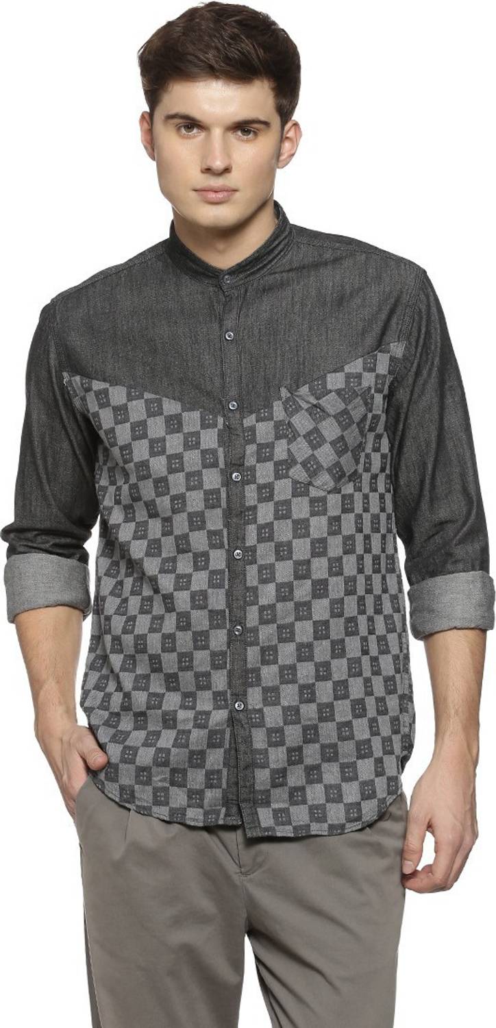 CAHOOT Men Printed Casual Grey Shirt