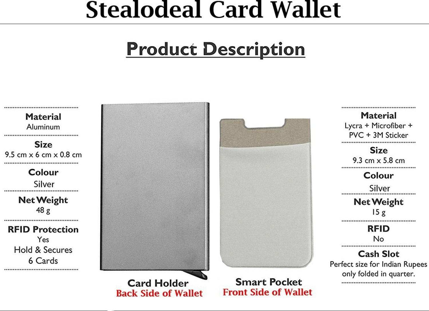 Image of StealODeal Silver Case With Elasticity Back PocketCredit Cards Case 8 Card Holder