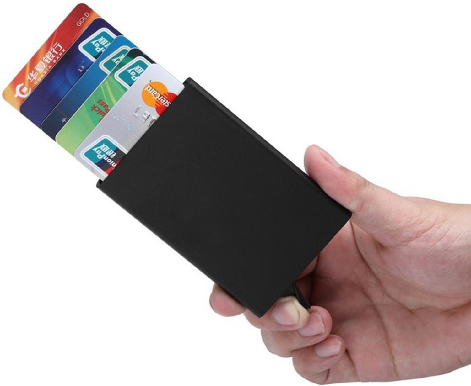 Image of StealODeal Black Automatic Pop-Up RFID Protection ATM /Credit /Debit For Men &Women Slots 8 Card Holder