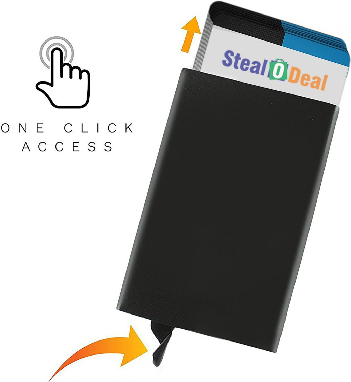 Image of StealODeal Black Automatic Pop-Up RFID Protection ATM /Credit /Debit For Men &Women Slots 8 Card Holder