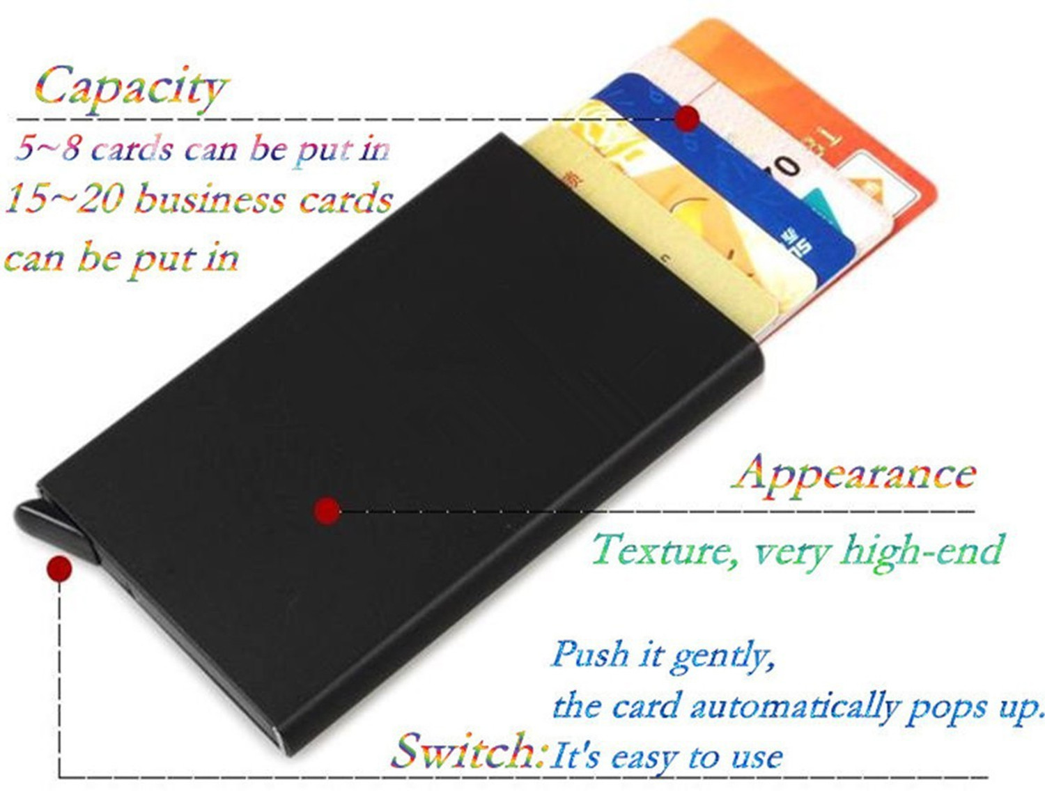 Image of StealODeal Black Automatic Pop-Up RFID Protection ATM /Credit /Debit For Men &Women Slots 8 Card Holder
